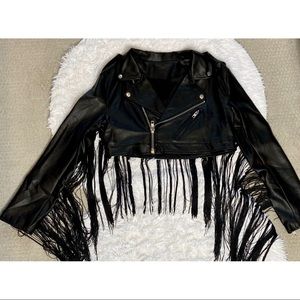 Pleather Cropped Jacket With Major Fringe!